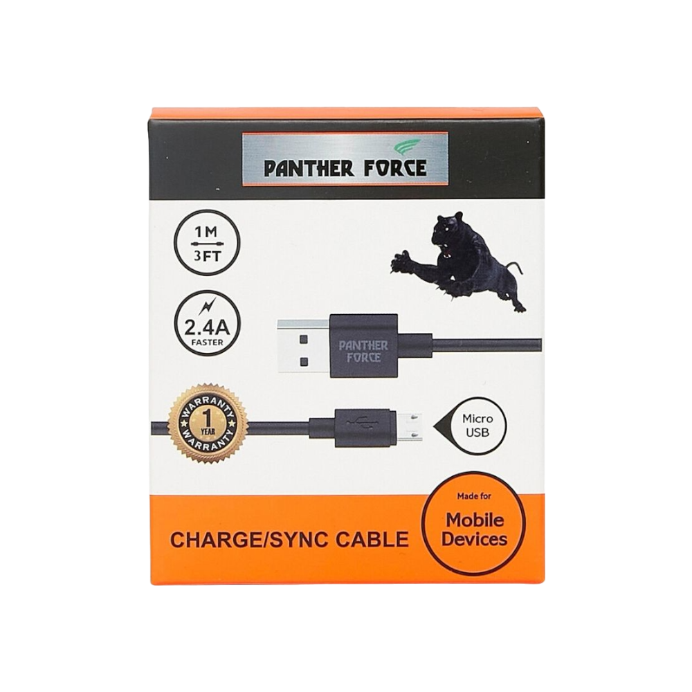 Panther Force Fast Charge/Sync - PF17-S - Fast Charging & High-Speed Data Transfer for Micro USB Devices Panther Force Fast Charge/Sync - PF17-S - Fast Charging & High-Speed Data Transfer for Micro USB Devices